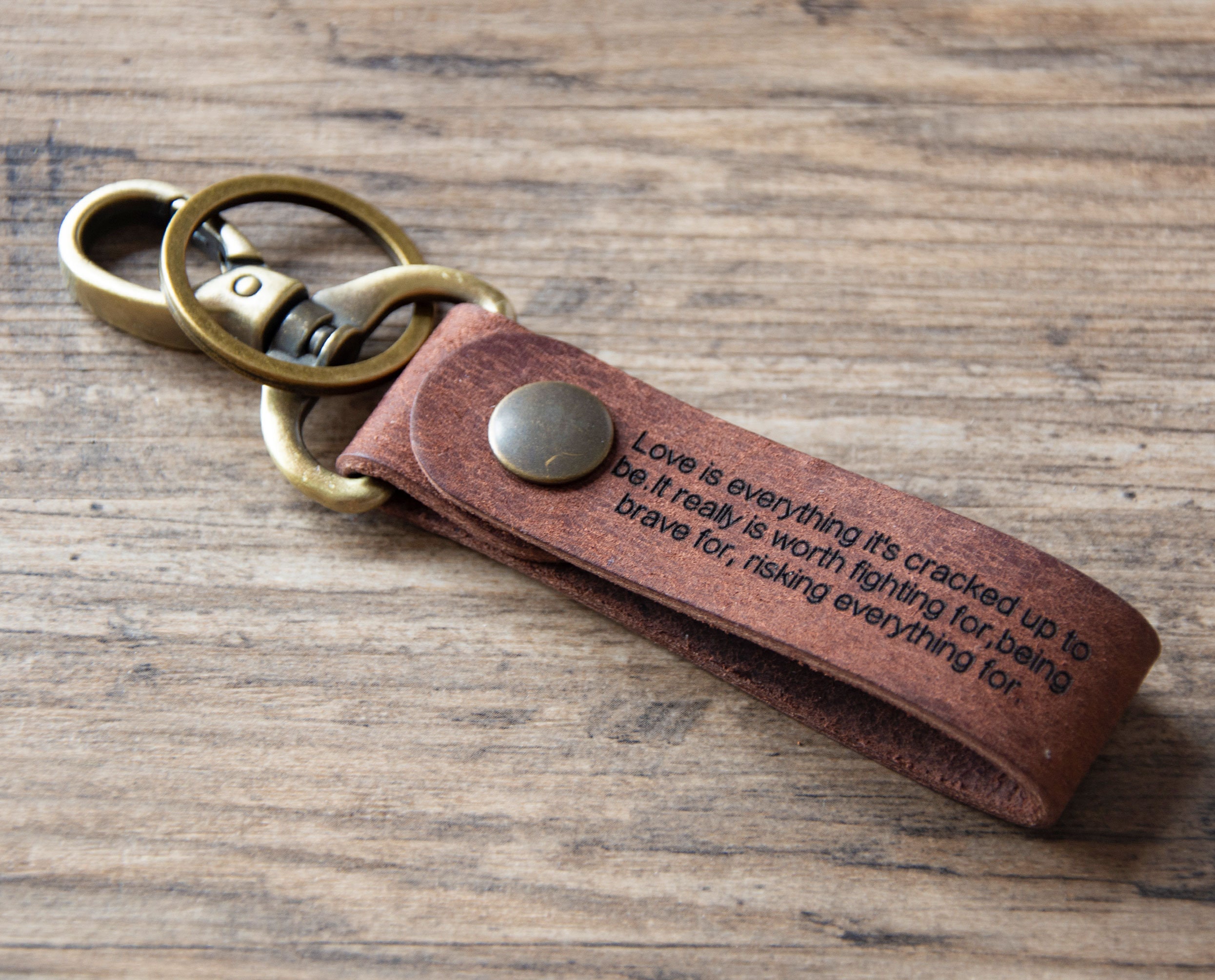 Custom Leather Keychain Personalized Distressed Leather Etsy