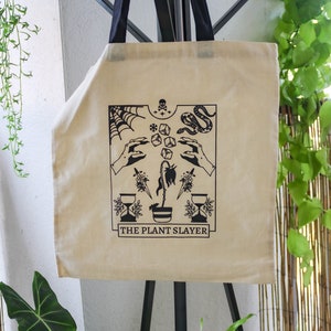 The Plant Slayer Tote | Canvas Tote | Plant Lover Gift | Market Tote Bag | Plant Tote Bag | Plant Mom Gift | Tarot Tote