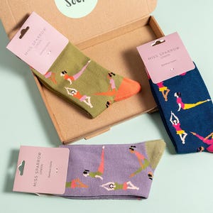 Calzini Yoga in bambù, confezione regalo: taglia da donna 4-7, traspiranti e sostenibili