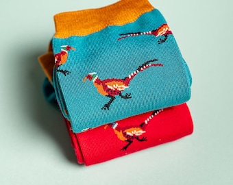 Pheasants Mens Bamboo Socks Blue | Red | Size 7-11