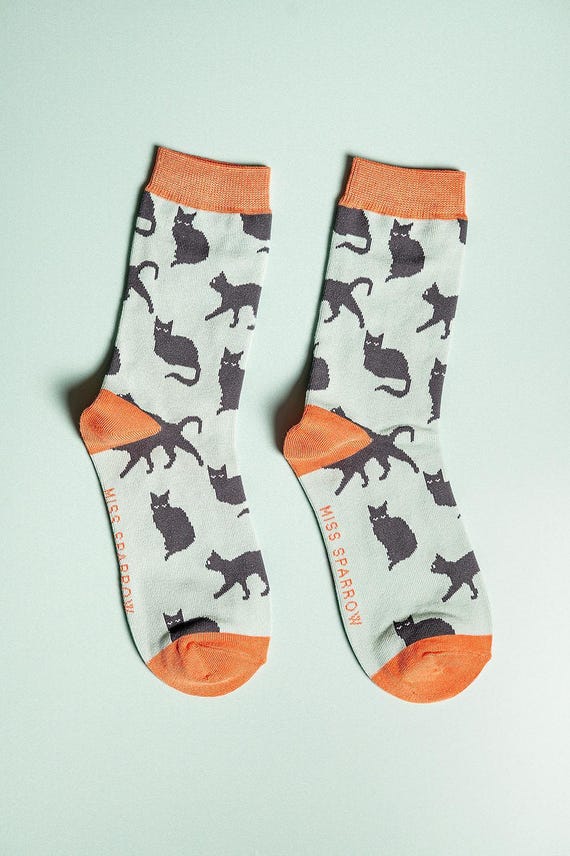 Cat Bamboo Socks, Eco Friendly Letterbox Gift, Cat Mum Present