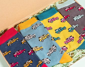 Off Road Land Rover Bamboo Socks, Men's UK 7-11, Letterbox Gift, Personalised Card