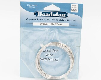 24 GA Round Silver Wire, Silver Wire Wrapping Wire, Beadalon Silver Beading Wire, German Style Wire, Half Hard Wire