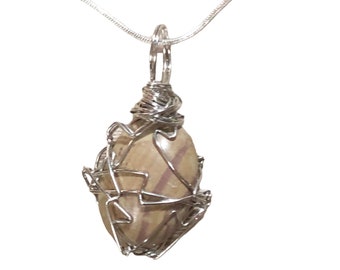 Stunning Wire-Wrapped Jasper Pendant Necklace - Natural Beauty