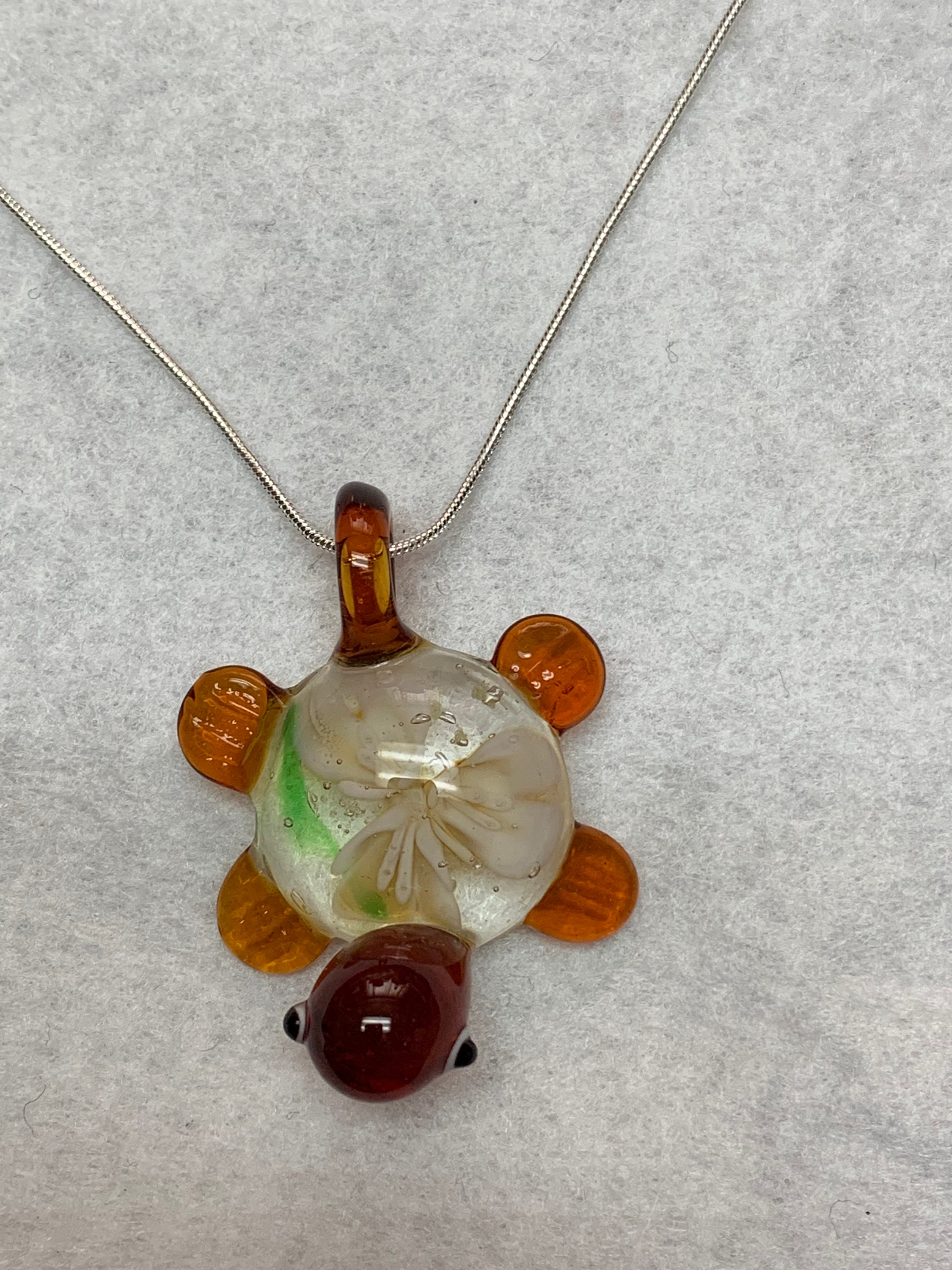 Lampwork Turtle pendant necklace blown glass pendant Etsy