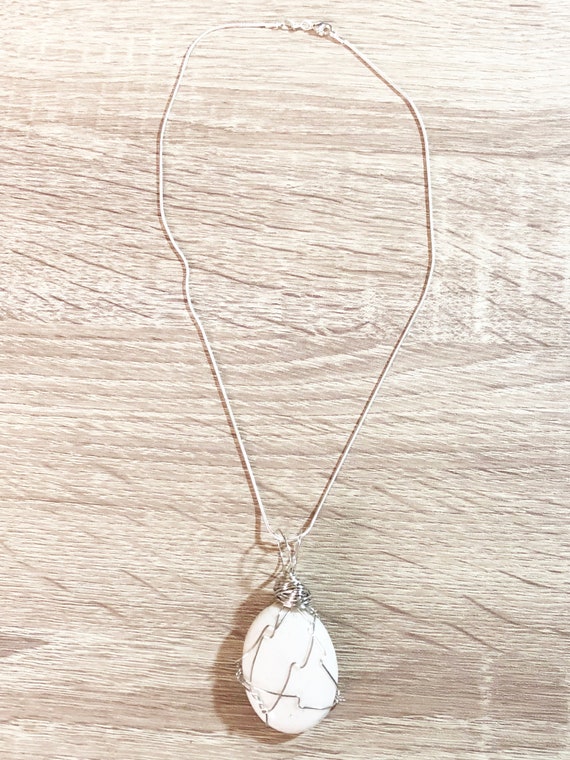 white quartz necklace Wire wrapped Stone Quartz or Stone Necklace one of a kind Blue Jasper stone necklace Wire wrapped Quartz