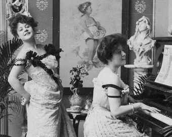Piano Party Instant Digital Vintage Photo Download - 1900s Woman Musician Dancer - Scrapbook Collage Mixed Media Junk Journal