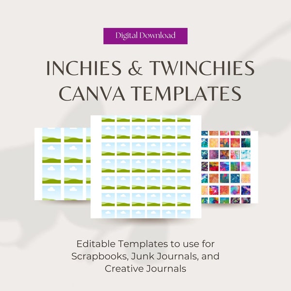 Inchies Template for Canva Instant Digital Download, Junk Journal Ephemera