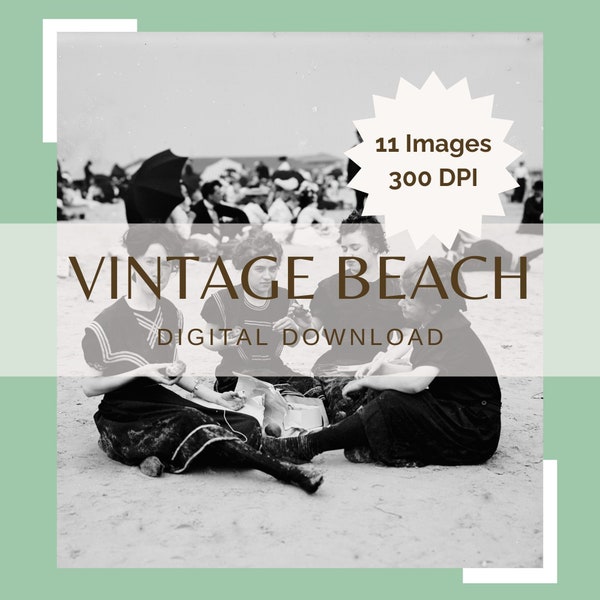 11 Photos Bundle of Vintage Beach Photos, Flappers in Swimsuits, Junk Journal Instant Download