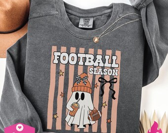 Football Season Ghost png | Halloween Ghostly png | Football Lovers | Cheering Football | Whimsical Doodle png | Football Coquette Shirt png