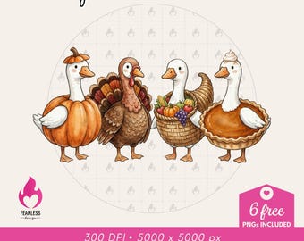 Funny Thanksgiving Goose png | Whimsical Doodles Sublimation Design | Colorful Cozy Cute | Fall Season Vibe | Goose Cuteness | Friendsgiving