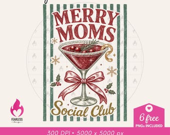 Merry Moms Social Club png | Christmas Retro Designs | Merry Mama png | Christmas Cocktails Sweatshirt png | Martini Lovers | Tipsy Holiday