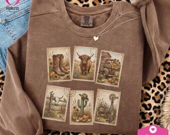 Western Stamp png | Vintage-Inspired Fall Designs Western | Fall Retro Designs | Western Aesthetics | Fall Season Vibe | Cowboy Graphics