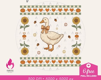 Cottagecore Goose png | Autumn Fall Vibe | 1980s Geese Sublimation | Granny Cottagecore png | Goose Cuteness | Coquette Pumpkin png