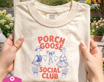 Club Social de Gansos de Porche png / Camiseta Divertida de Ganso png / Sublimación Estética de Verano png / Amantes de los Gansos / Ternura de Ganso / Mamá de Gansos de Porche