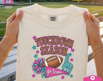 Touchdown Season png | Football Fan Sweatshirt Design | Football Cheering png | Whimsical Doodles | Aesthetics Girly | Football Lovers