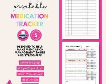 Medication Tracker | Printable Medication Schedule | Nurse Medication Chart  | Personal Medications Tracker | Medications Log