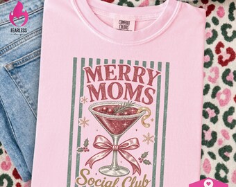 Merry Moms Social Club png | Christmas Retro Designs | Merry Mama png | Christmas Cocktails Sweatshirt png | Martini Lovers | Tipsy Holiday