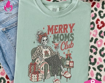 Merry Moms Club png | Mom Skeleton Design | Christmas Retro Designs | Merry Mama png | Christmas Cocktails Sweatshirt png | Tipsy Holiday