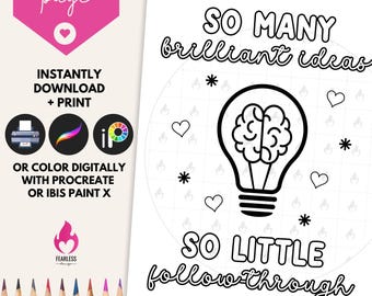 Creative Minds Funny ADHD Coloring Page, Funny Neurodiversity Coloring, Adult adhd Coloring sheet, Mental Health Coloring, Anxiety Relief