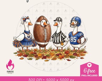 Football Goose png | Funny Goose Shirt png | Whimsical Doodles Sublimation Design | Football Lovers | Goose Cuteness | Cheering Football