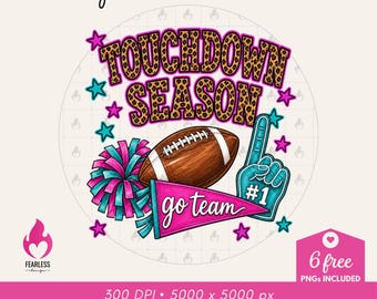 Touchdown Season png | Football Fan Sweatshirt Design | Football Cheering png | Whimsical Doodles | Aesthetics Girly | Football Lovers
