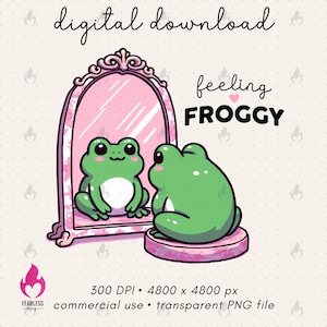 Cute Frog PNG, Mental Health png, Funny Frog Viral png for Stickers, Emotional png, Girly Aesthetic Frog, Sublimation Design, Girl Frog png