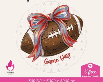 Football Coquette png | Football Gameday Sweatshirt png | Brushstroke Coquette Sublimation | Brushstroke Glitter Bows png | Football Lovers
