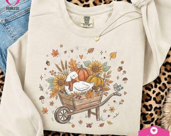 Fall Cottagecore Goose png | Whimsical Doodles Sublimation Design | Colorful Cozy Cute | Fall Season Vibe | Goose Cuteness | Girly Fall png