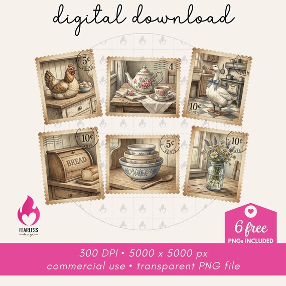 Thrifted Aesthetic png | Country Cottage Sublimation Design | Granny Cottagecore Postage Stamp png | Vintage Inspired Goose Sweatshirt png