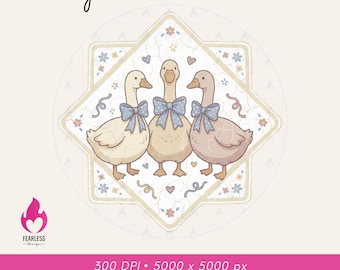 Vintage Goose png | 1980s Geese Sublimation Design | Cottage Core Animals png | Retro Silly Goose Coquette Bow Sweatshirt Design