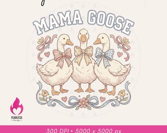 Ganso vintage png / Diseño de sublimación de gansos de los años 80 / Animales de cabaña png / Diseño de sudadera con lazo coqueto de ganso tonto retro