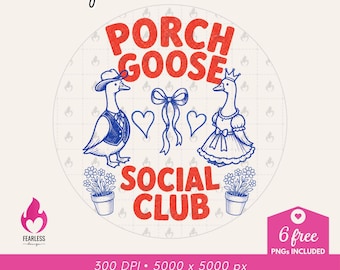 Club Social de Gansos de Porche png / Camiseta Divertida de Ganso png / Sublimación Estética de Verano png / Amantes de los Gansos / Ternura de Ganso / Mamá de Gansos de Porche