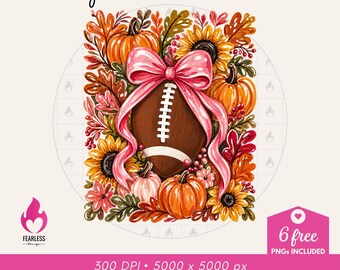 Fall Football png | Floral Boho Designs | Football Lovers Sublimation Design | Cozy Fall Seasonal Design | Brushstroke Coquette png