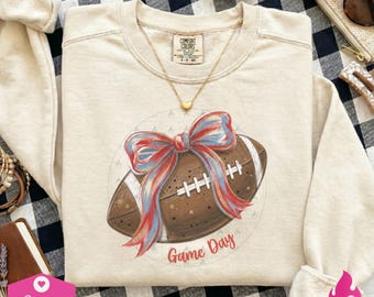 Football Coquette png | Football Gameday Sweatshirt png | Brushstroke Coquette Sublimation | Brushstroke Glitter Bows png | Football Lovers