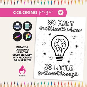 Creative Minds Funny ADHD Coloring Page, Funny Neurodiversity Coloring, Adult adhd Coloring sheet, Mental Health Coloring, Anxiety Relief