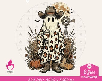 Ghostly Cowboy png | Western Trendy Fall png | Western Aesthetics | Fall Designs Western | Western Cowgirl Vibe | Spooky Seasonal