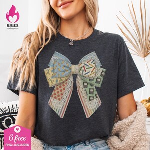 Teacher Coquette Bow png | Patchwork Style Sublimation | Cute Colorful Teacher | Back-to-School Sweatshirt Design | Designer Bow png