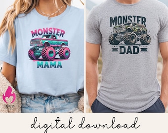 Monster Truck Mama Png & Monster Truck Dad Png Bundle, Monster Truck Dad T-Shirt Design, Funny Momster Truck Png, Funny MAMA, Mothers Day