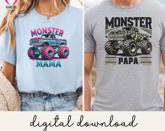 Monster Truck Mama Png & Monster Truck Papa Png Bundle, Monster Truck Dad T-Shirt Design, Funny Momster Truck Png, Funny MAMA, Mothers Day