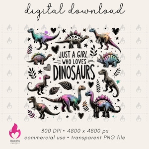 Nur ein Mädchen, das Dinosaurier liebt PNG, Girly ästhetische Dino-Sublimationsverpackung, Aquarell Dinos Png, TRex-Liebhaber-Shirt, Dinosaurier-Liebhabergeschenke