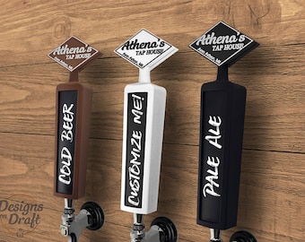 Custom Diamond Tap Handle with Chalkboard – Personalized Beer Tap Handle, Custom Brewery Logo Faucet Handle for Home Bar & Kegerator