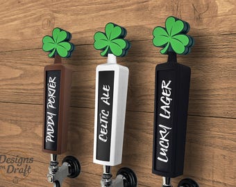 Tirador de cerveza de barril con diseño de trébol y pizarra: ideal para el Día de San Patricio, tirador de cerveza de barril personalizado para bar y kegerator.