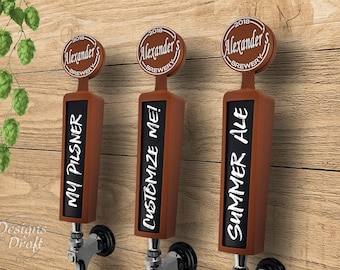 Personalized Tap Handle with Chalkboard & Changeable Circle Topper - Burnt Sienna - Gift for Dad Wedding Gift Anniversary Gift Custom Tap