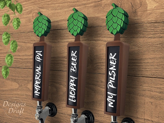 Beer Tap Handle with Chalkboard & Changeable Hop Topper - Chestnut Brown - Craft Beer Bar and Pub Gift for Him Kegerator Homebrew