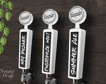 Personalized Beer Tap Handle with Chalkboard – Custom Brewery Logo Circle Topper – Draft Beer Handle for Kegerator or Home Bar