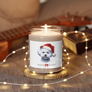 Bichon Frise Dog Christmas Scented Soy Candle, 9oz