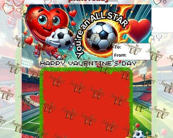 Soccer Valentine treat card| sports player gift| Jumbo Valentine's Day card| digital download only| 11x14 print ready