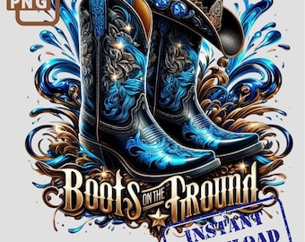 Blue Boots on The Ground, Men&#39;s/Women&#39;s, Cowboy/Cowgirl hat, digital download