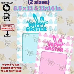 Pink Blue Peeps Jumbo Osterkarte | 2 Designs| digitaler Download|8,5x11 11x14| druckbereit